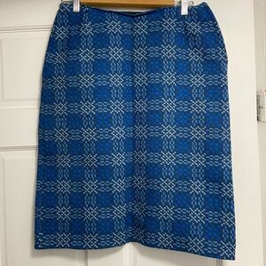 Vintage Wool Blue Patterned Women's Skirt